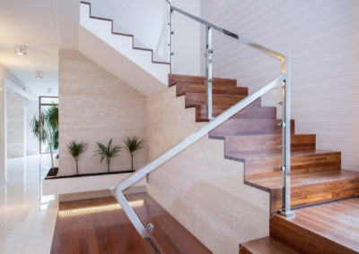 Stylish staircase in bright interior